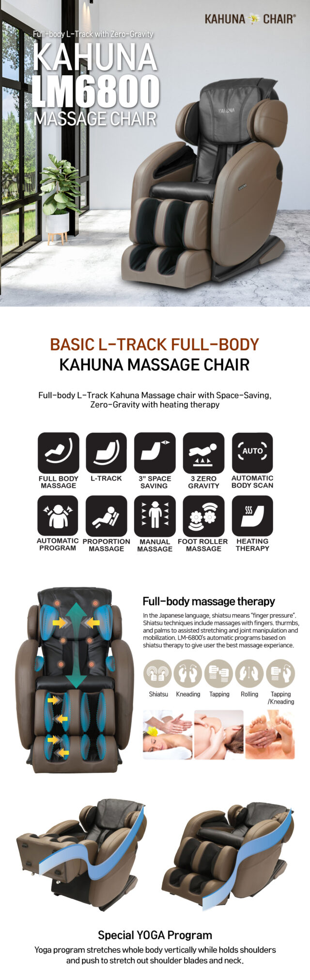 Kahuna Massage Chair Basic Ltrack Fullbody Kahuna Massage Chair, LM