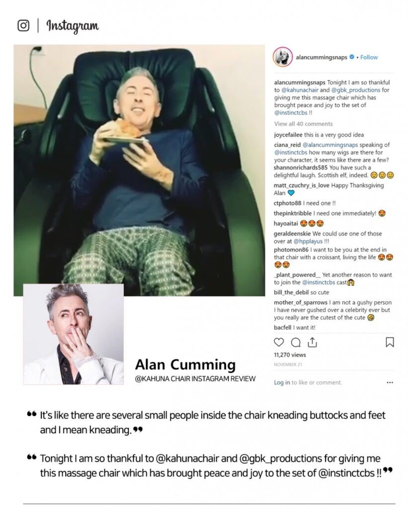 Alan Cumming - Kahuna massage chair