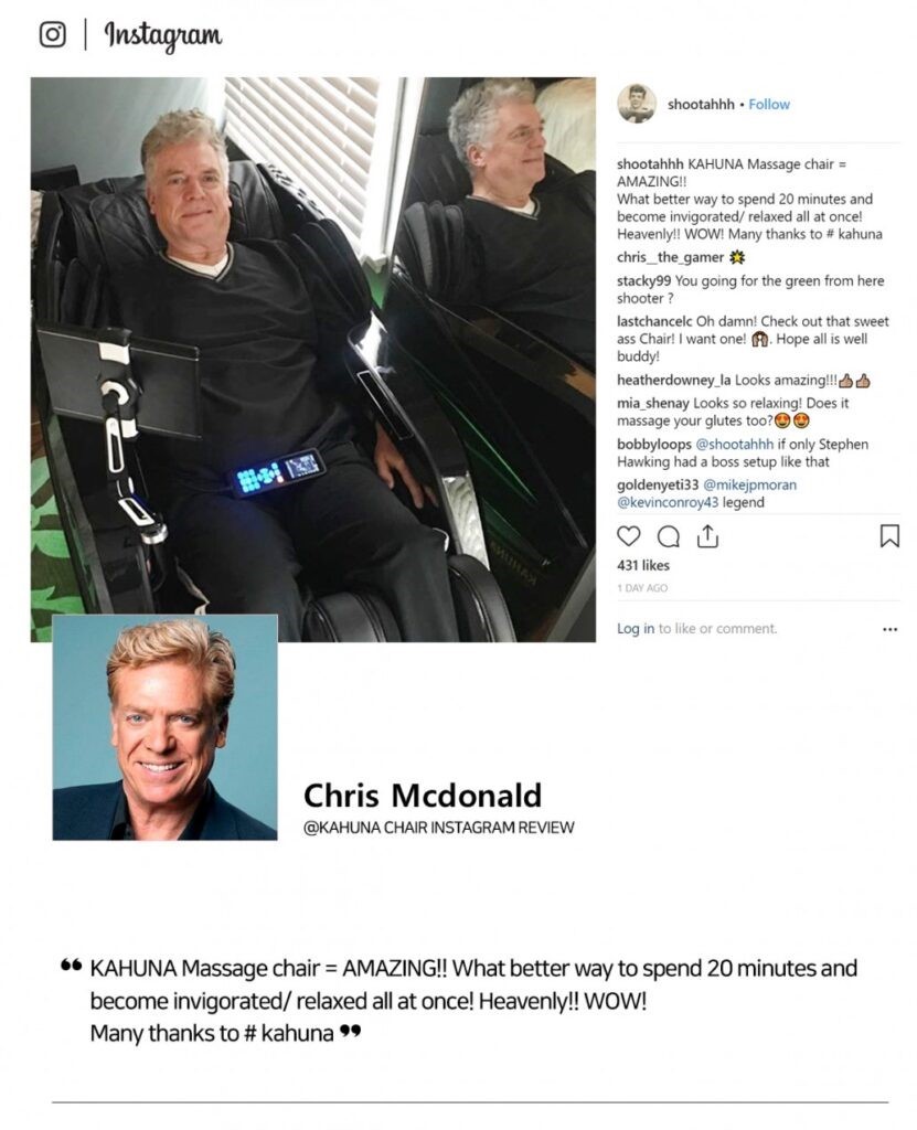 Chris Mcdonald - Kahuna massage chair 
